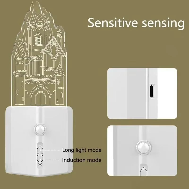 Night Light with Motion Sensor Rechargeable LED Wall Light Magnetic for Kids Room Stairs Corner Decorative Table Lamp