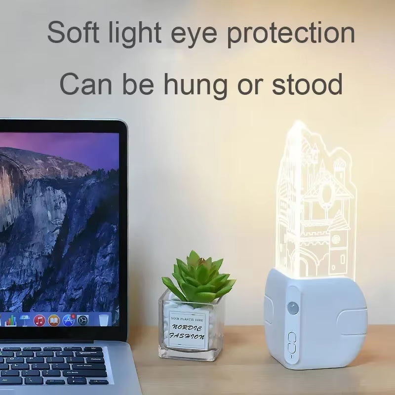 Night Light with Motion Sensor Rechargeable LED Wall Light Magnetic for Kids Room Stairs Corner Decorative Table Lamp